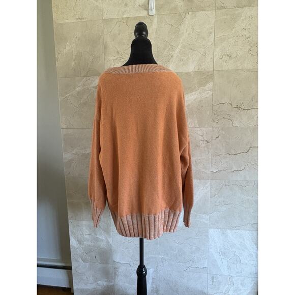 Free People Easy Street Tunic Sweater M Orange Oversized Knit Cozy Slouchy Boho - Picture 8 of 9